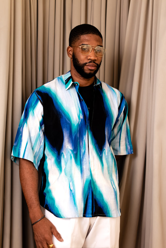 Aqua Haze Luxe Linen Shirt