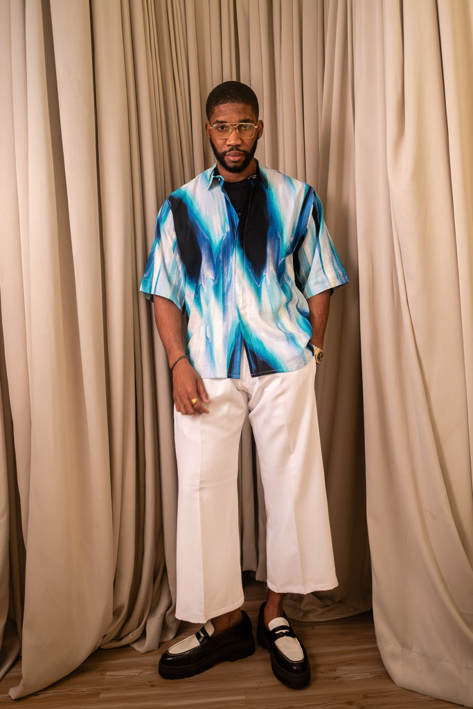 Aqua Haze Luxe Linen Shirt