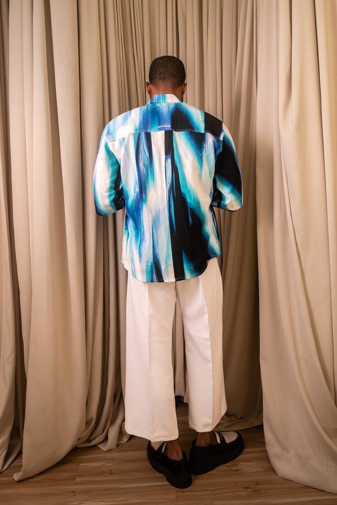 Aqua Haze Luxe Linen Shirt