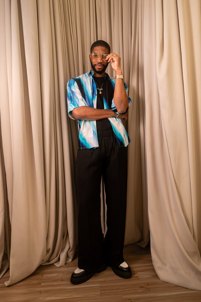 Aqua Haze Luxe Linen Shirt